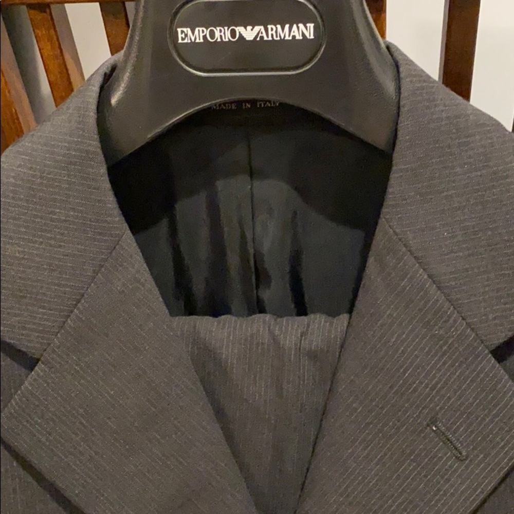 Emporio Armani Black Pin Stripe Suit